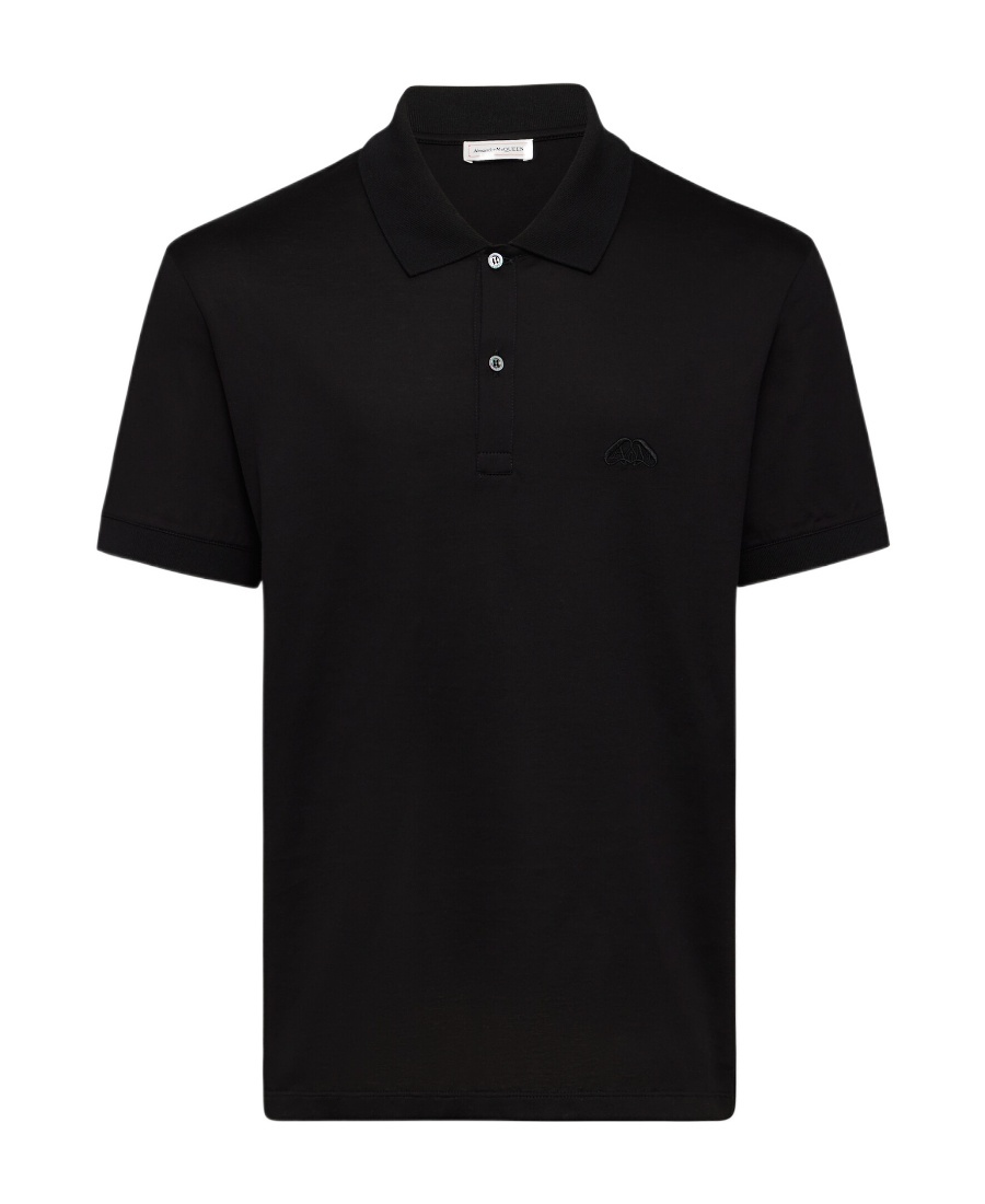 Alexander Mcqueen Organic Cotton Piquet Polo Shirt In Black