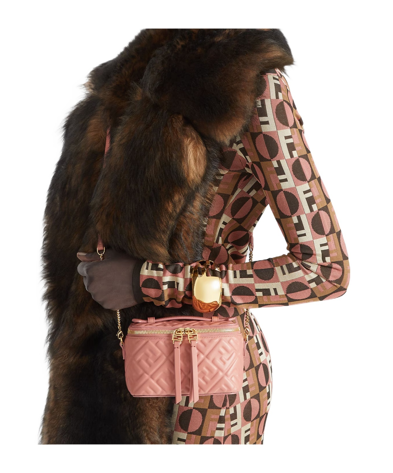 Fendi Pink Nappa Leather Mini-bag With Ff Motif In Pink