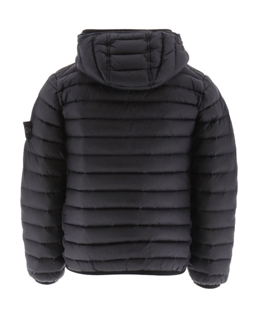 Stone Island Compass-patch Hooded Padded Jacket In Blue