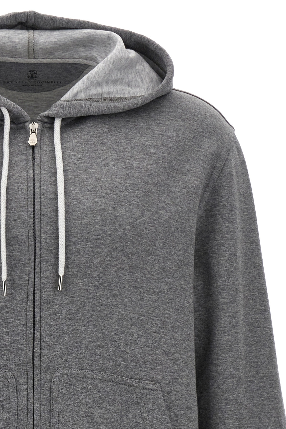 Brunello Cucinelli Cotton Zip-up Hoodie In Gray