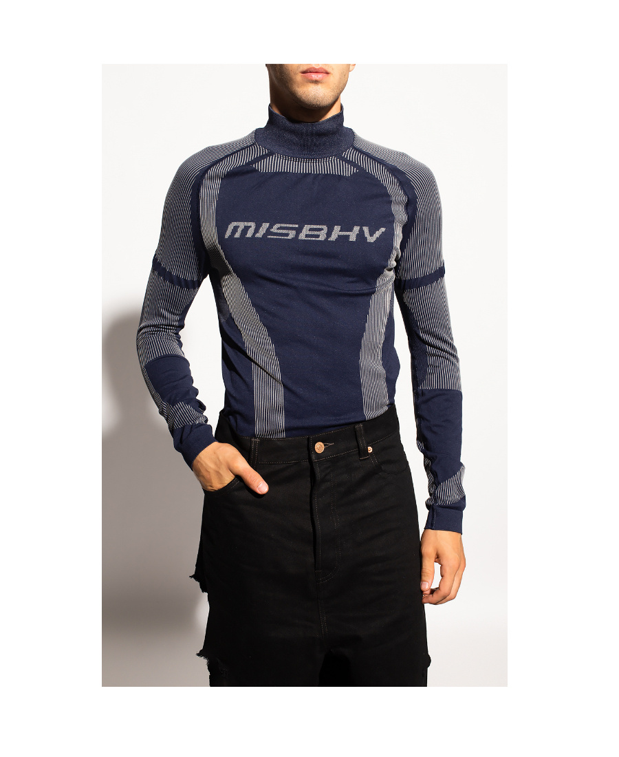 Misbhv Logo Printed Turtleneck Top In Blue