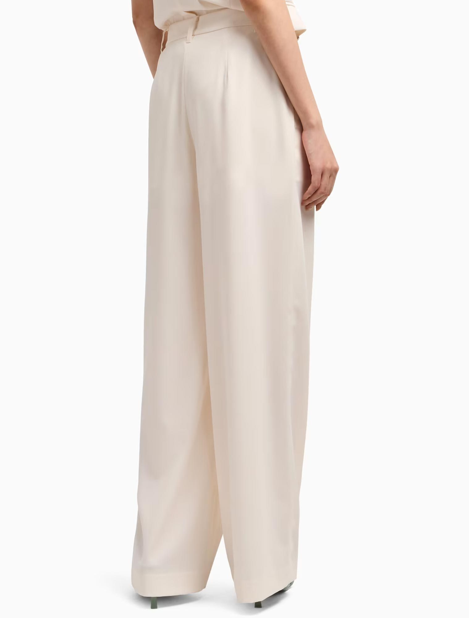 Shop Armani Exchange Wide-leg Trousers In White