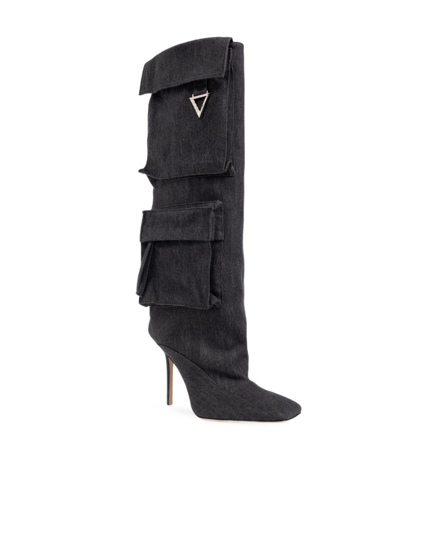 Shop Attico Sienna 105mm Denim Boots In Black