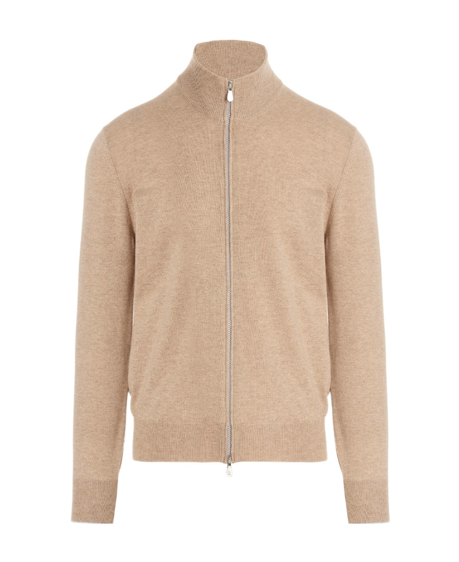 Brunello Cucinelli Cashmere Zipped Cardigan In Nude