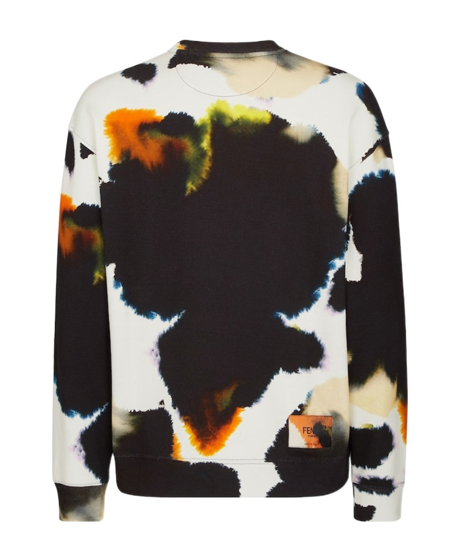 Fendi Spotted Motif Printed Jersey Sweatshirt In Black