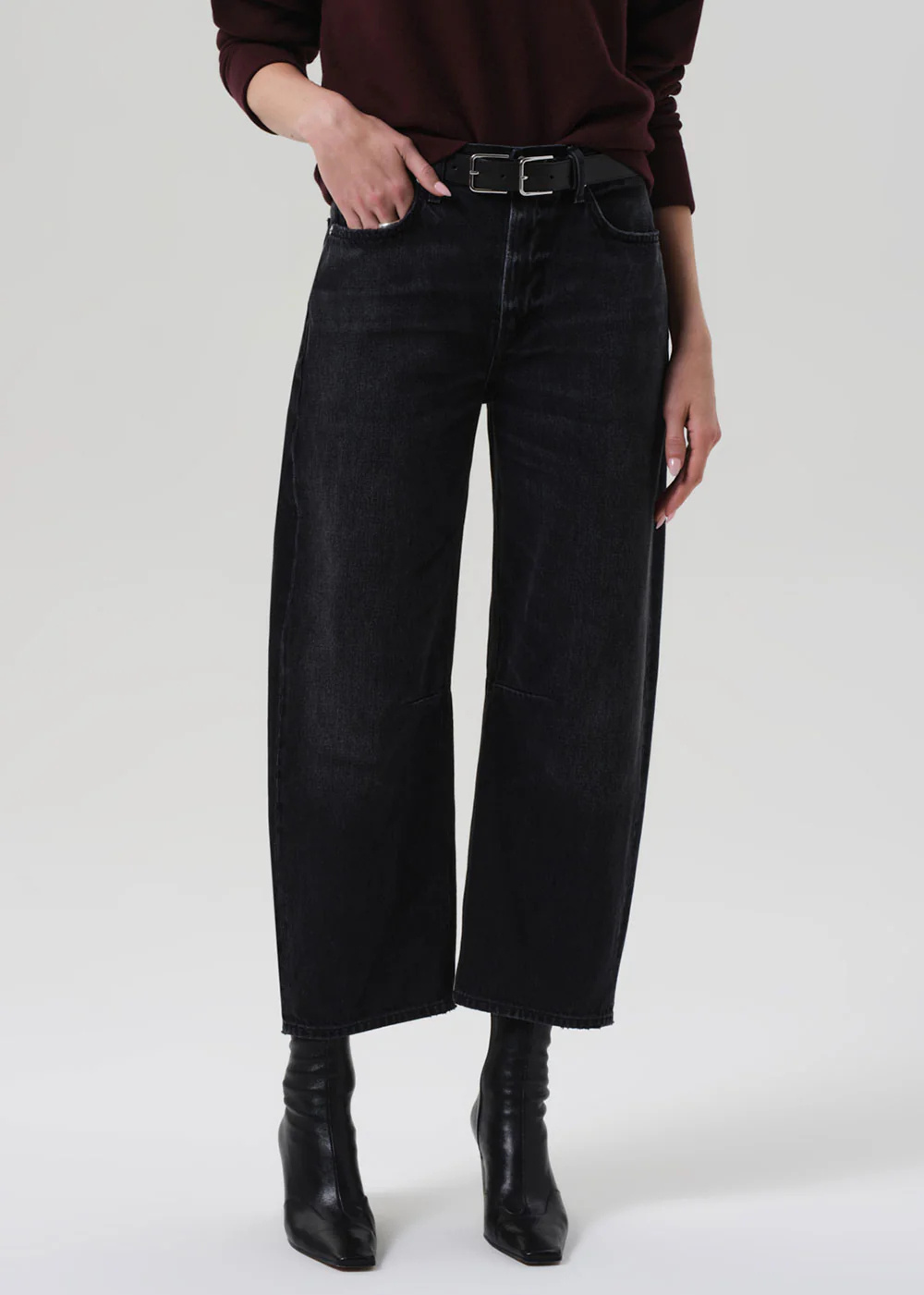 Citizen Of Humanity Black Annina High Rise Wide Leg 33 Jeans In Black