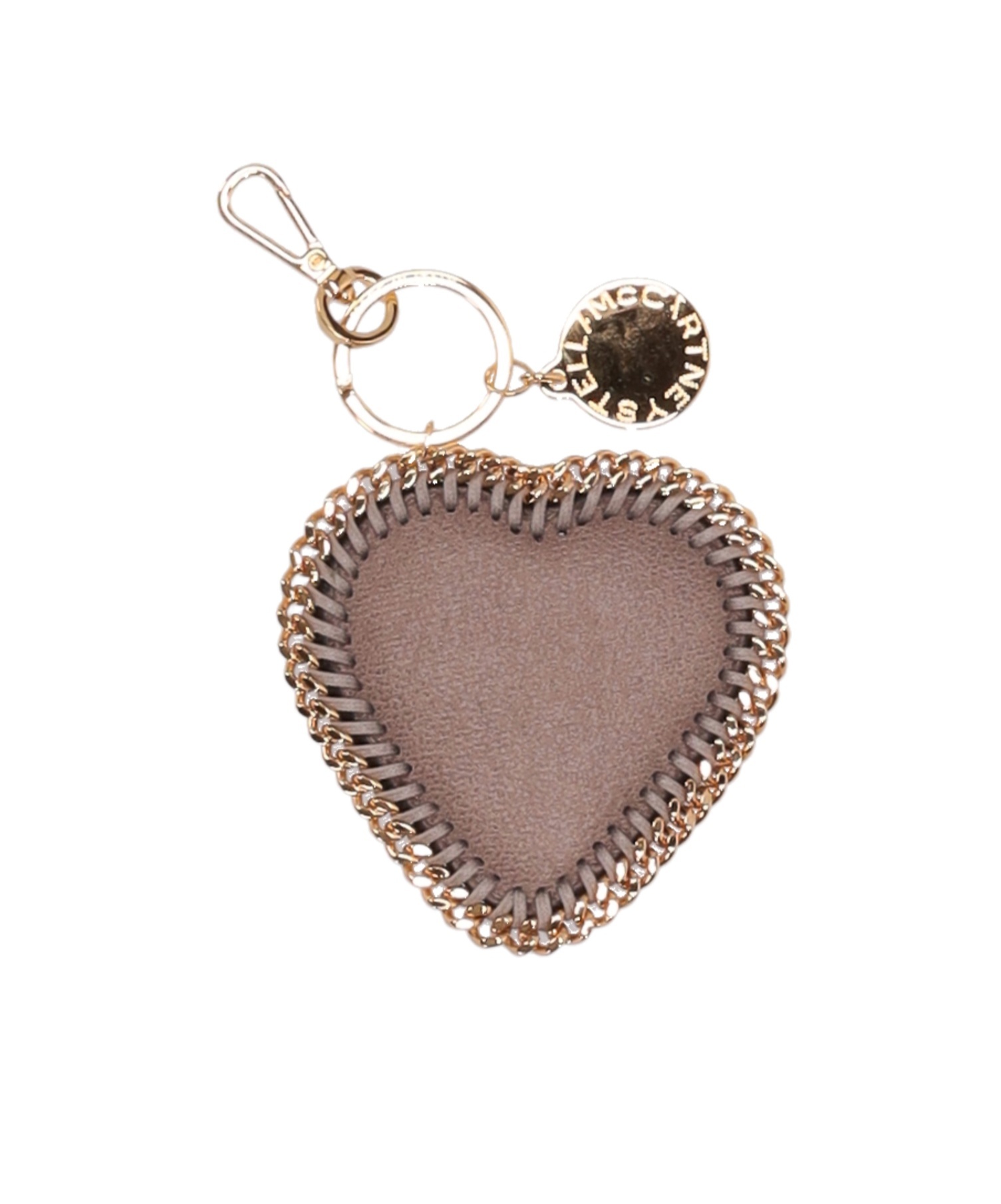 Stella Mccartney Chain-trim Heart-motif Keyring In Brown