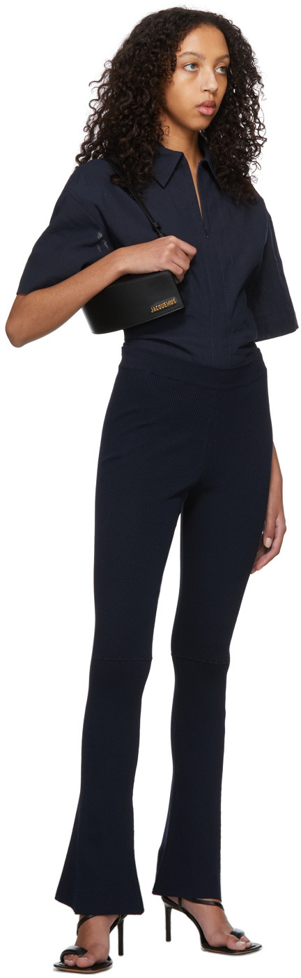 Jacquemus Flared Knitted Trousers In Black