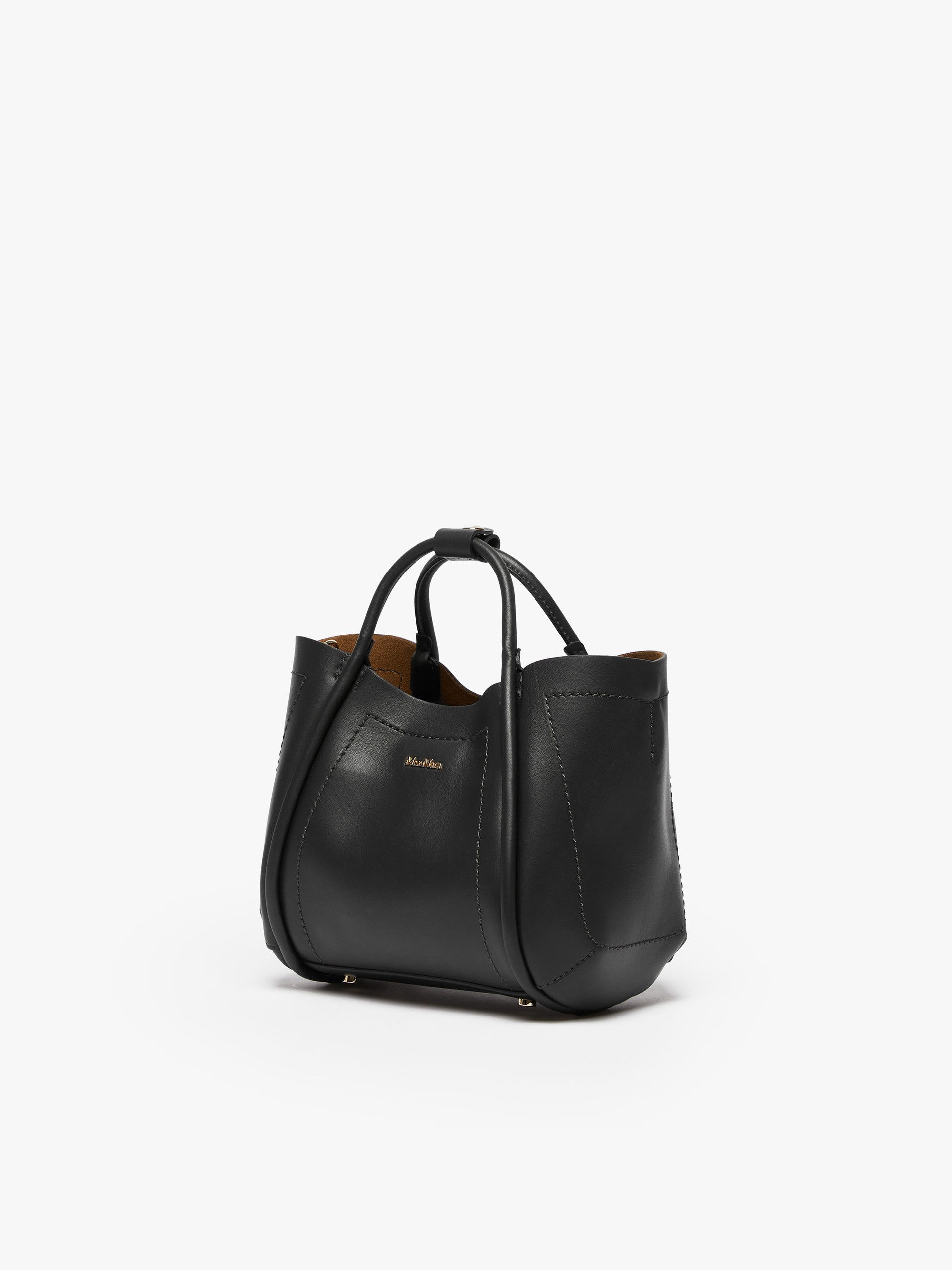 Max Mara Extra Small Leather Marine Bag In Black
