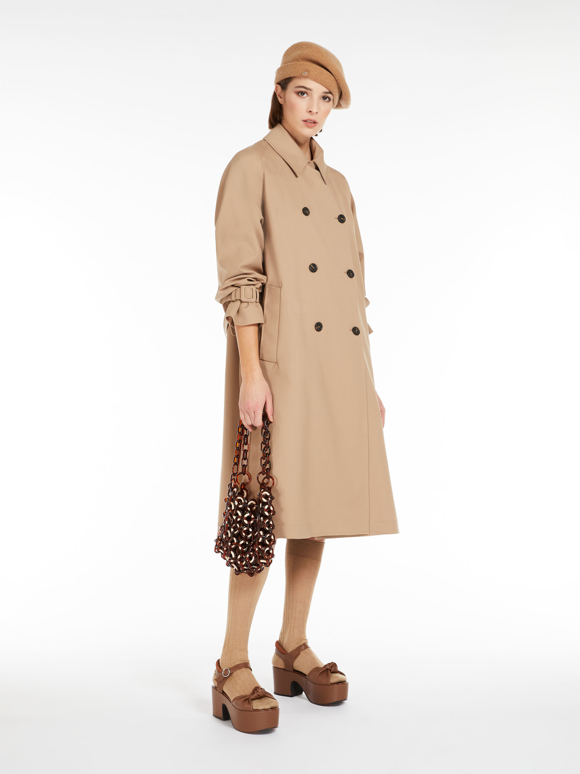 Weekend Max Mara Double-breasted Long-sleeved Windbreaker In Nude