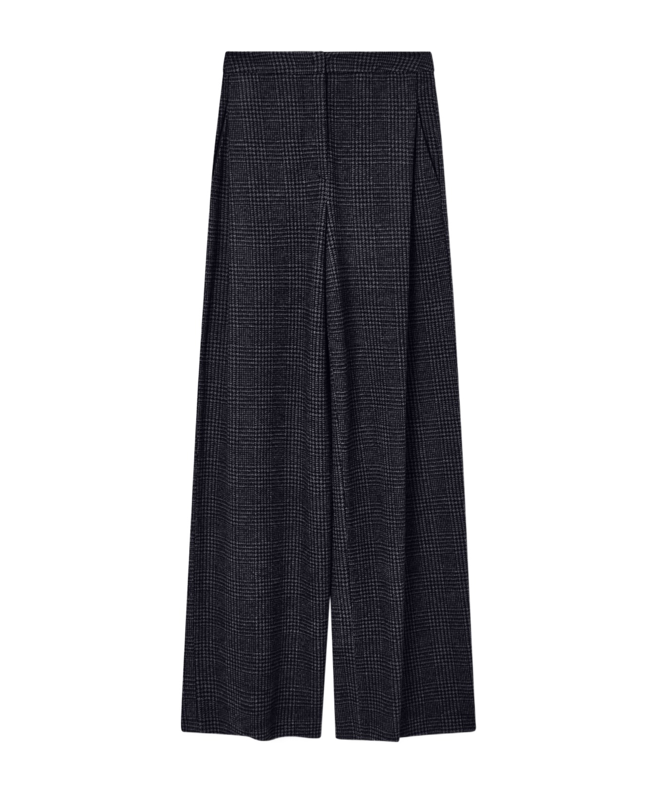 Emporio Armani Asv Icon Prince Of Wales Check Compact Jersey-knit Trousers With Pleats In Blue