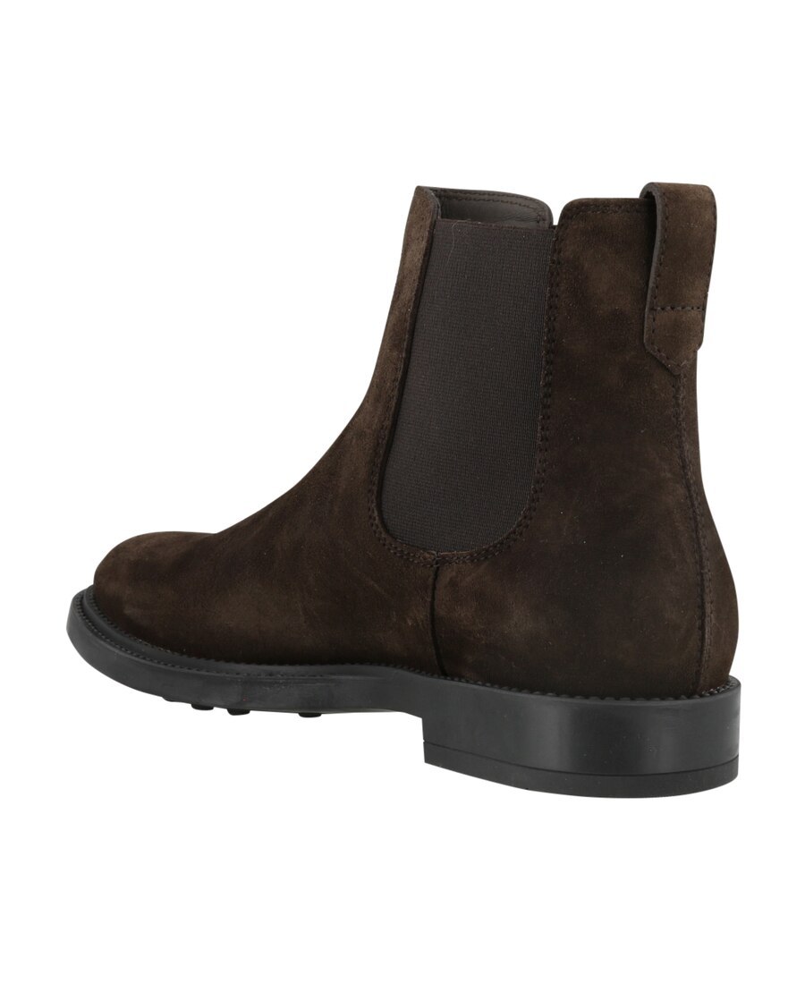Tod's Round Toe Suede Chelsea Boots With Elastic Side Panels In Black