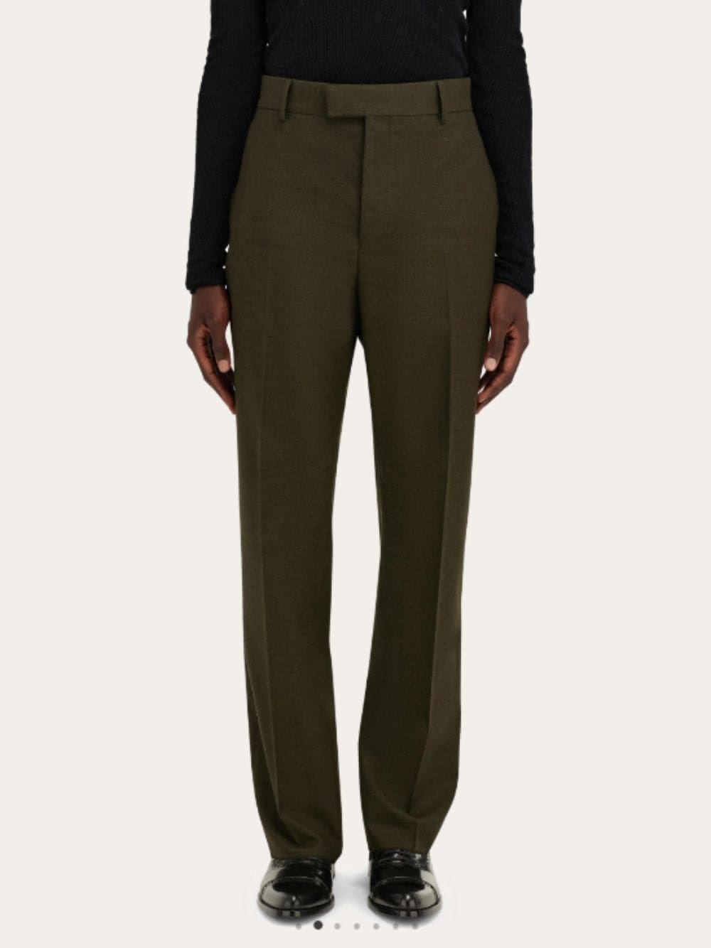 Ferragamo Belt-loop Wool Dress Trousers In Green