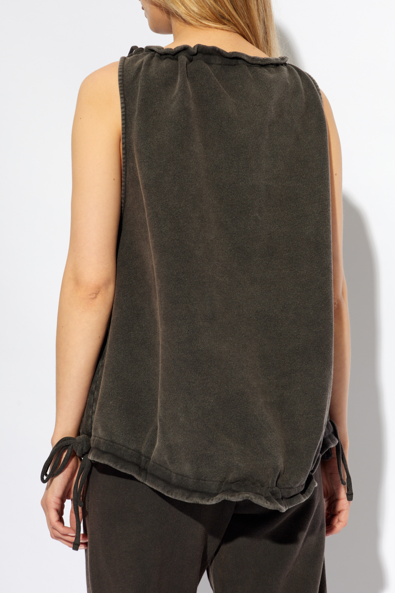 Shop Attico The Ruffled Sleeveless Top In Black