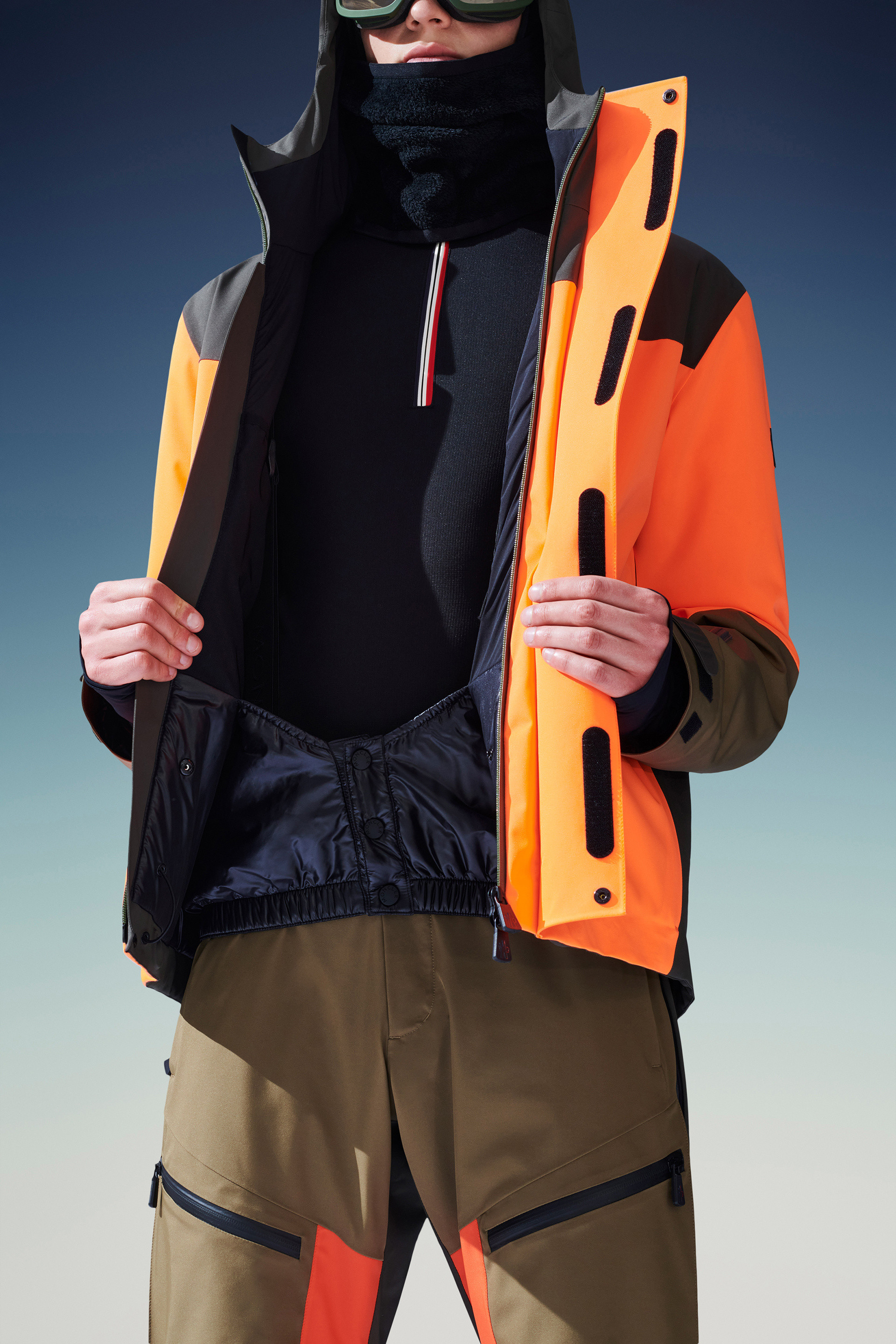 Moncler Cerniat Ski Jacket Multicolour In Orange