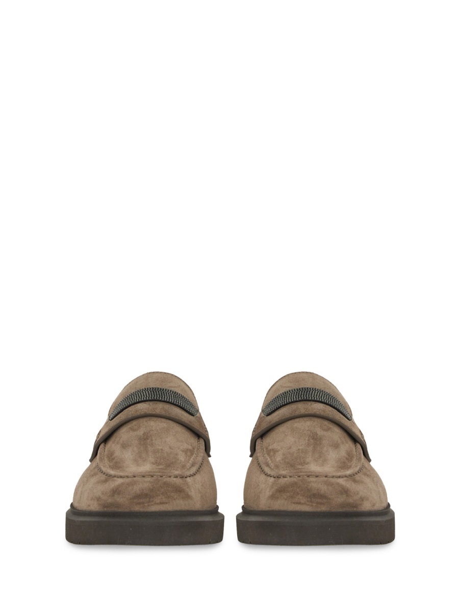 Brunello Cucinelli Embellished Almond Toe Loafers In Brown