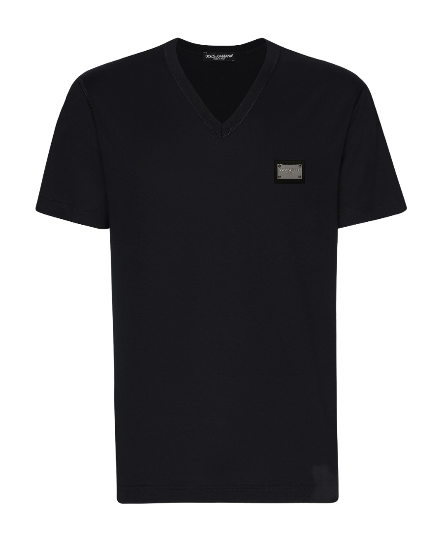 Dolce & Gabbana Logo V-neck T-shirt In Black