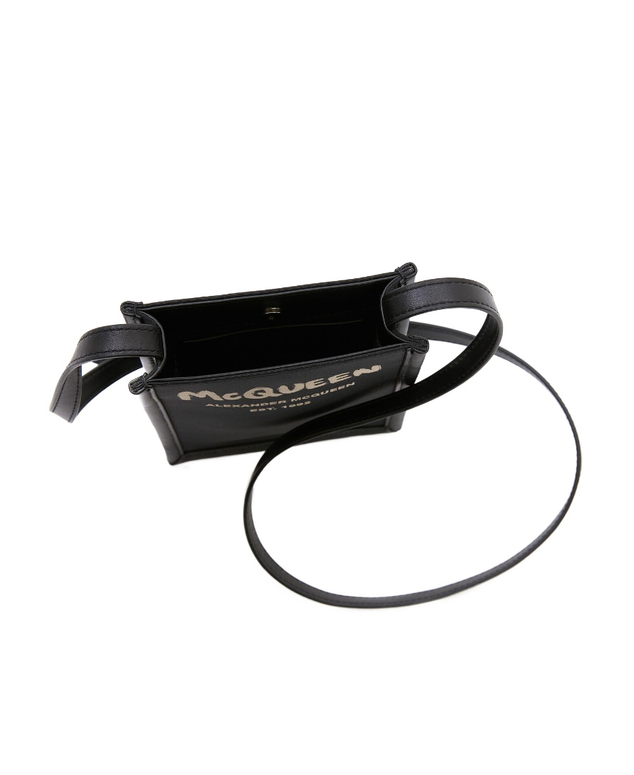 Alexander Mcqueen Mini Graffiti-print Messenger Bag In Black