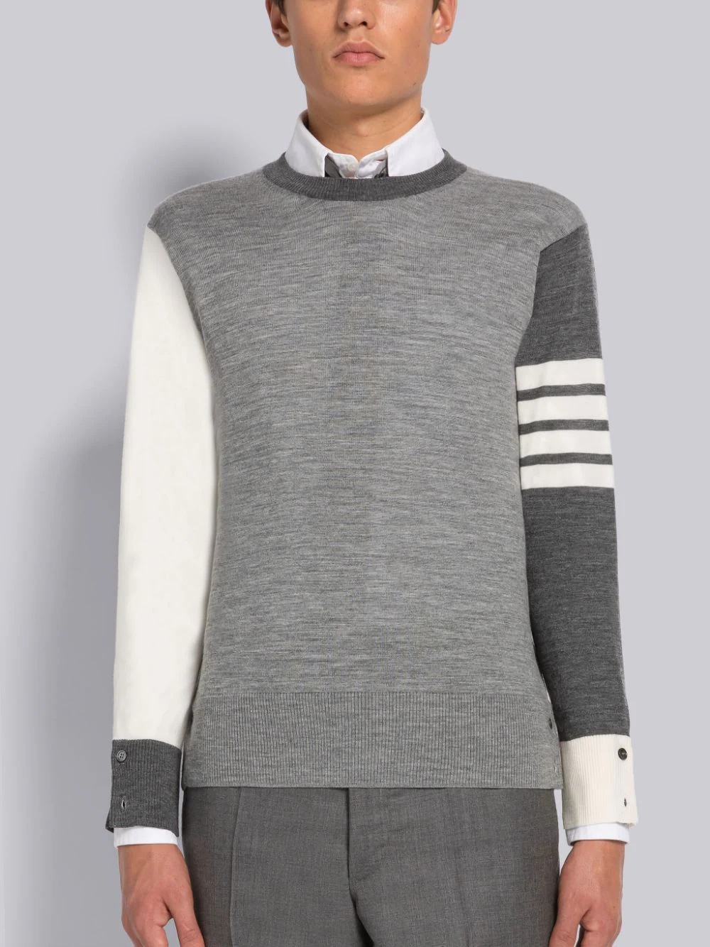 THOM BROWNE CONTRAST-PANEL JUMPER
