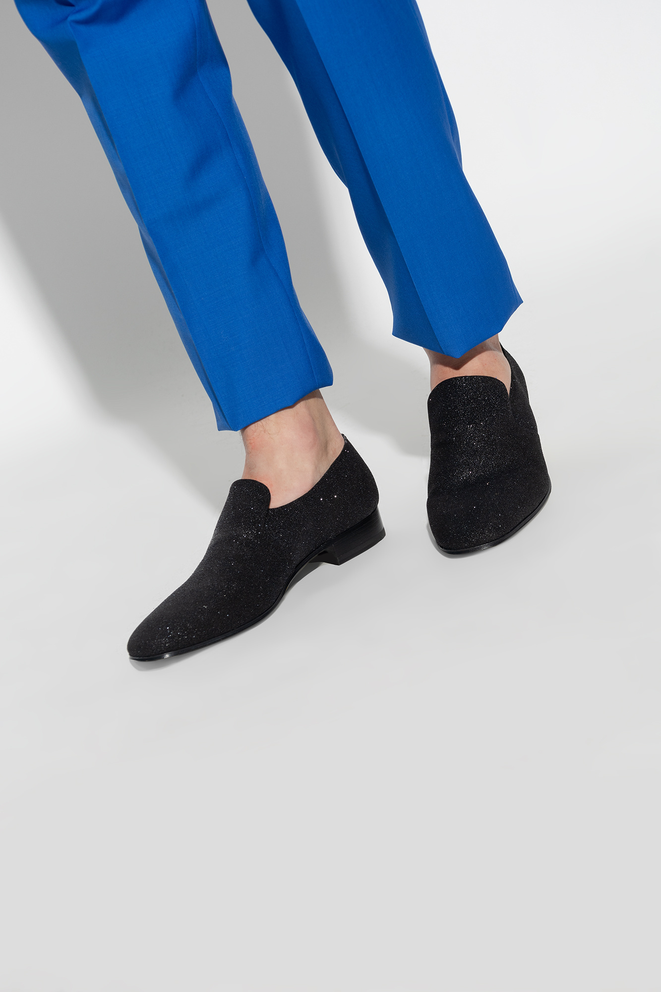 ALEXANDER MCQUEEN GLITTER LEATHER SLIPPERS