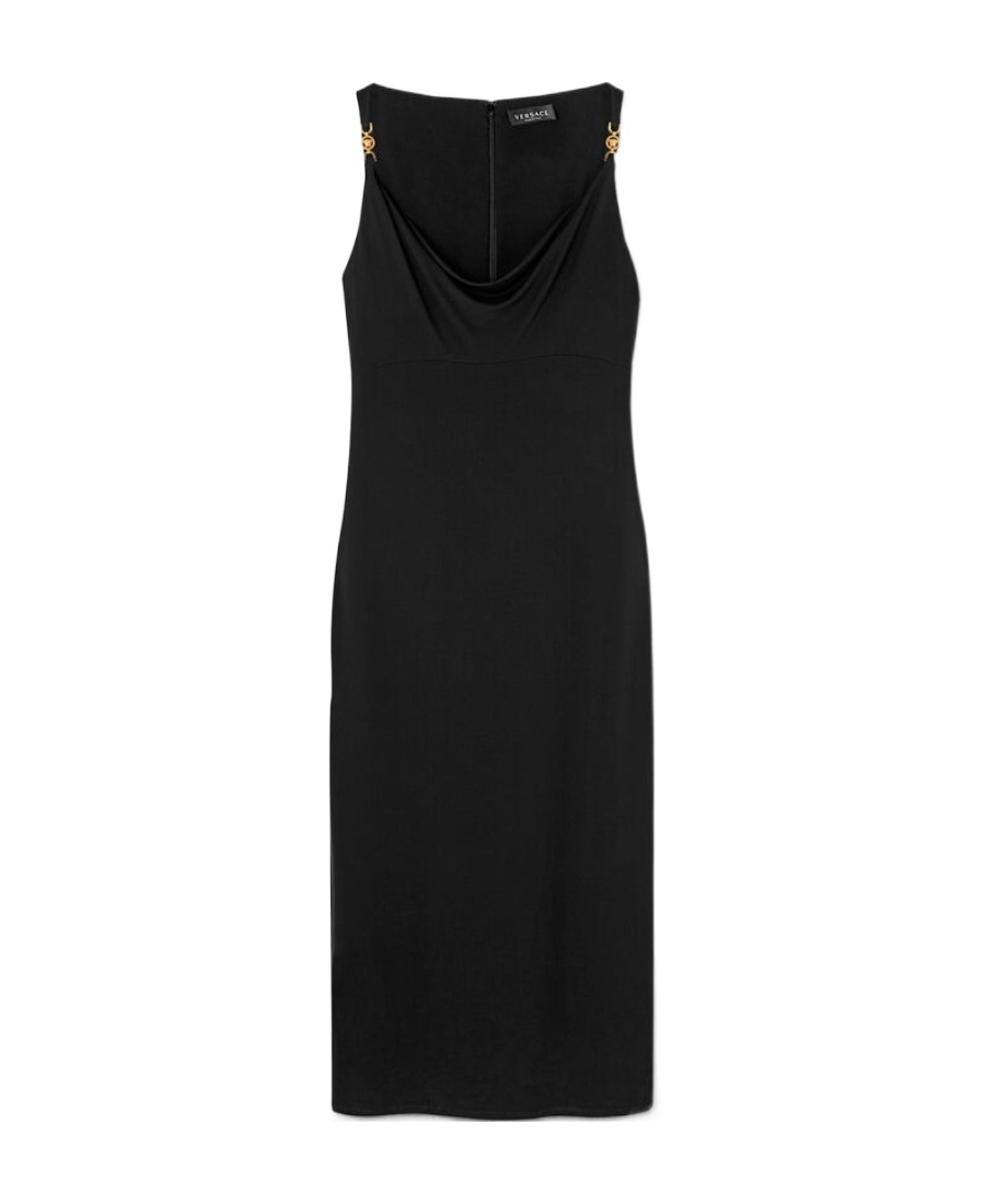 Versace Medusa-strap Corset-style Dress In Black