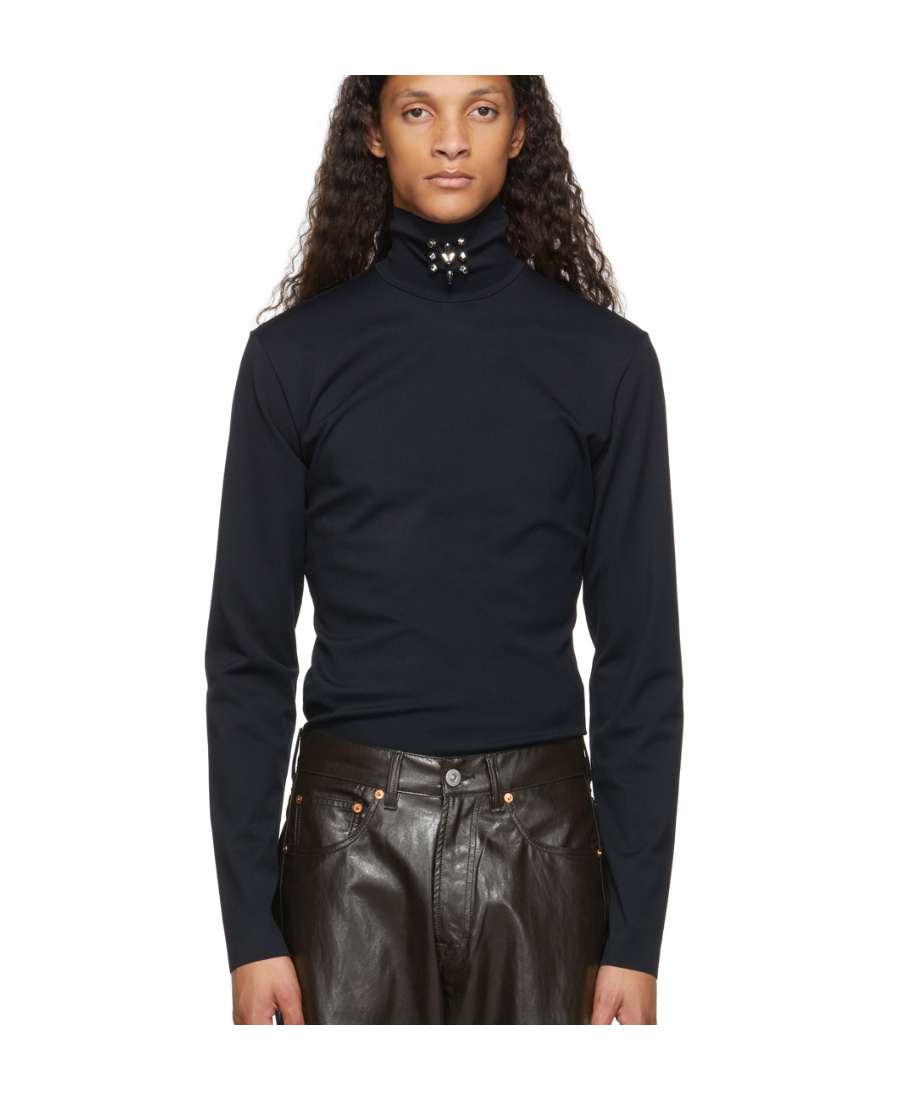 We11 Done Black High-necked Pullover In Black