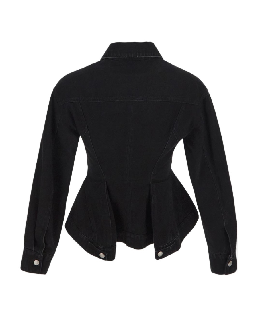 Shop Alexander Mcqueen Peplum Denim Jacket In Black