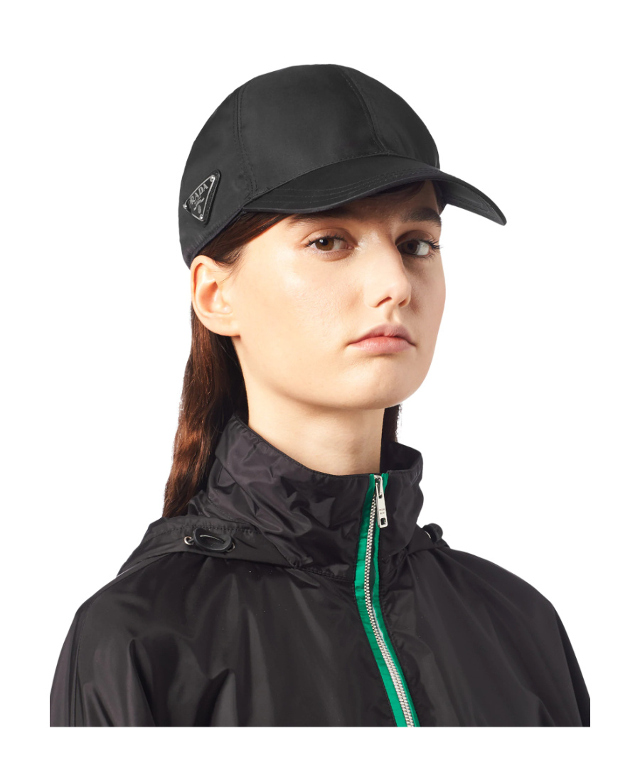 Prada Logo Plaque Baseball Cap In Black