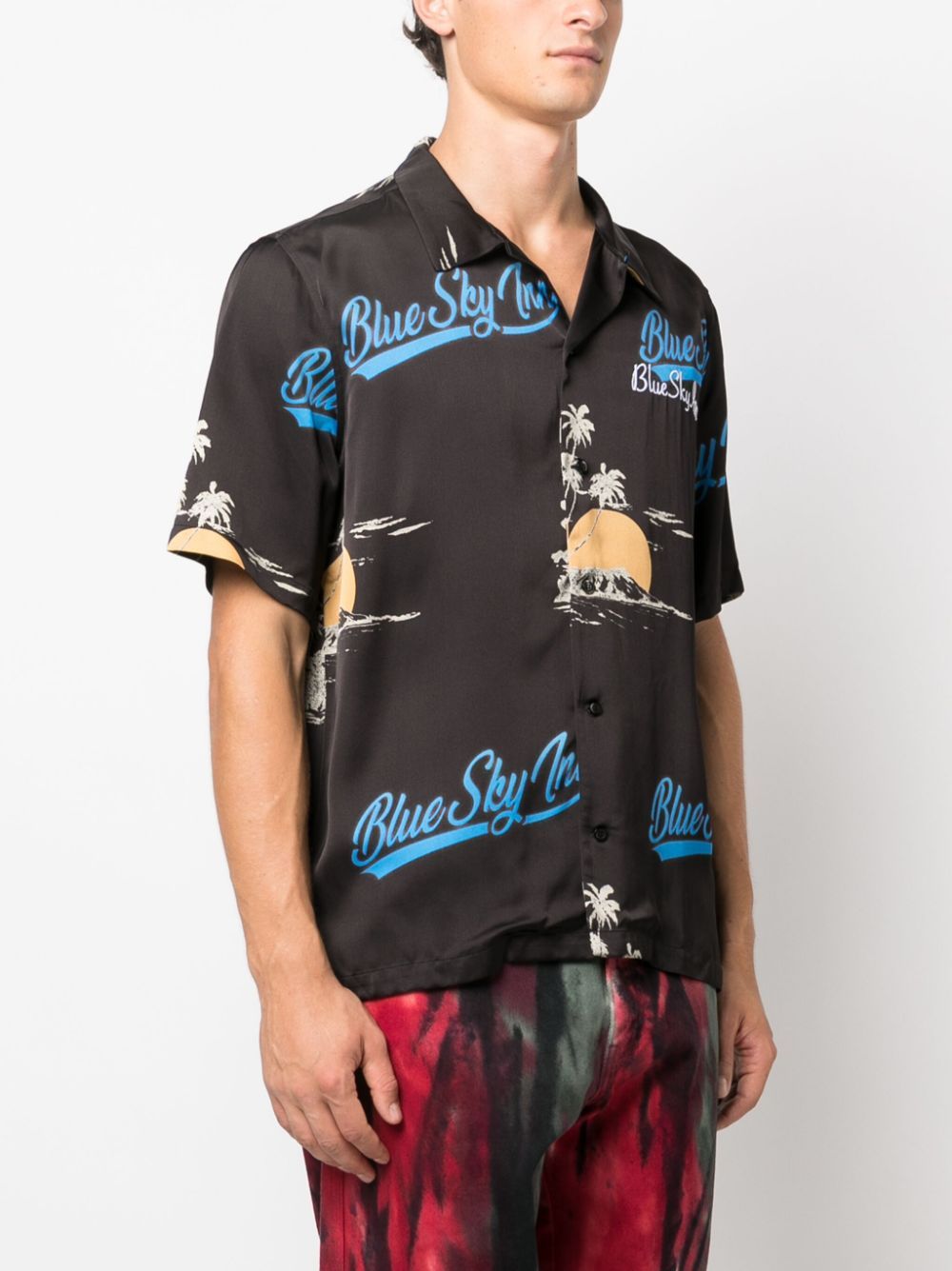 Blue Sky Inn Logo-print Short-sleeve Shirt In Black