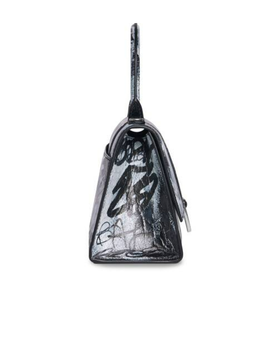 Balenciaga Hourglass S Graffiti-print Tote Bag In Gray