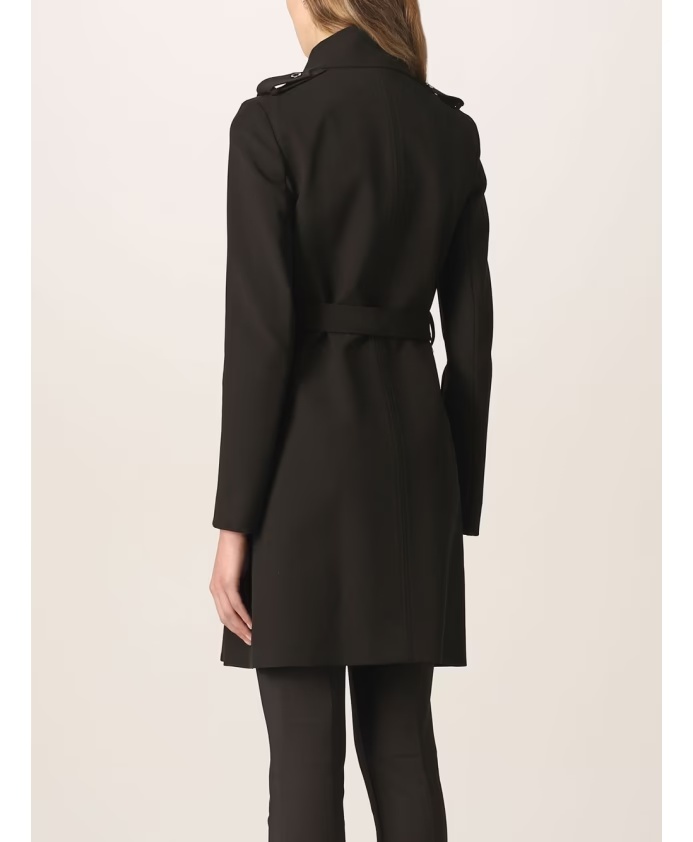 Shop Patrizia Pepe Double Breasted Trench Coat In Black
