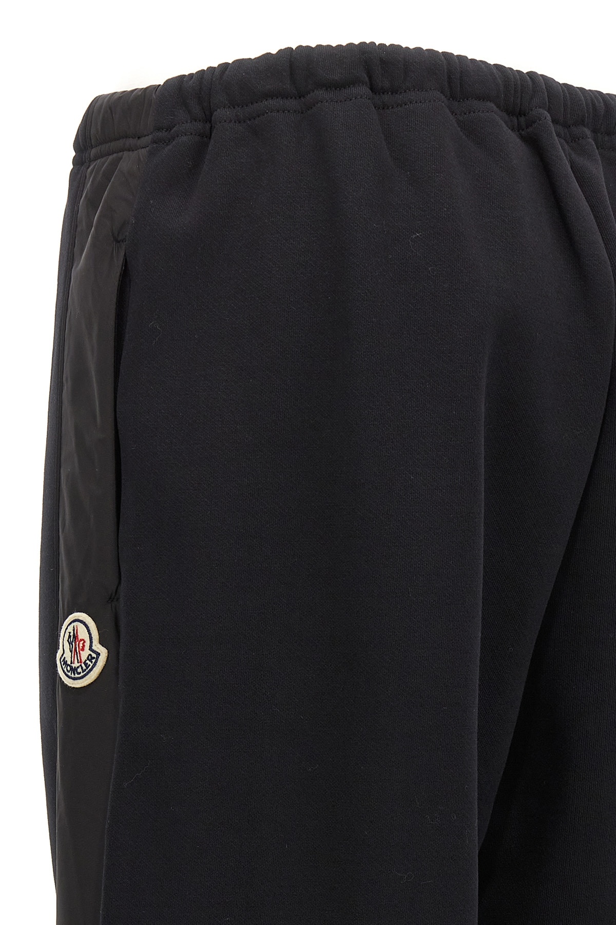 Moncler Shell-trimmed Cotton-jersey Track Pants In Black