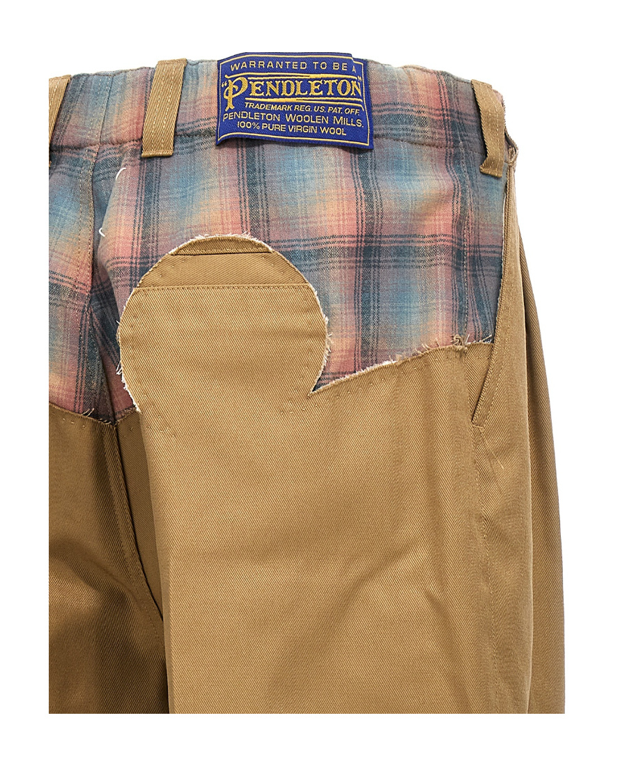 Maison Margiela X Pendleton Yoke-checked Trousers In Brown