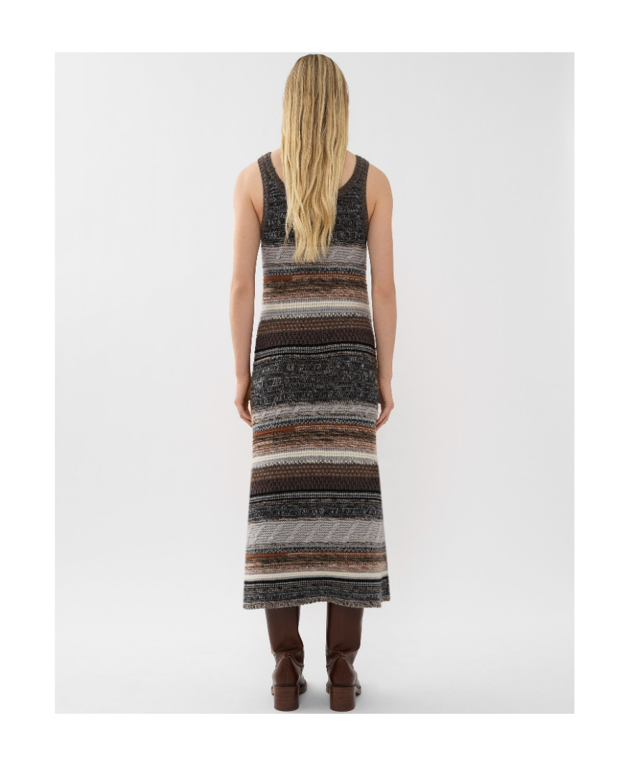 Chloé Gestreiftes Midikleid Aus Einer Kaschmir-wollmischung In Multicolor