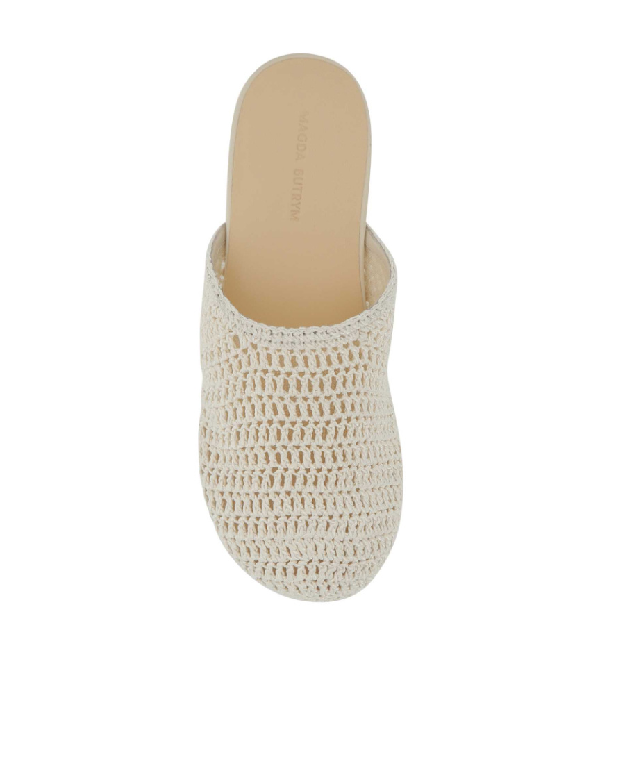 Magda Butrym Crochet Clog Round Toe Mules In Nude