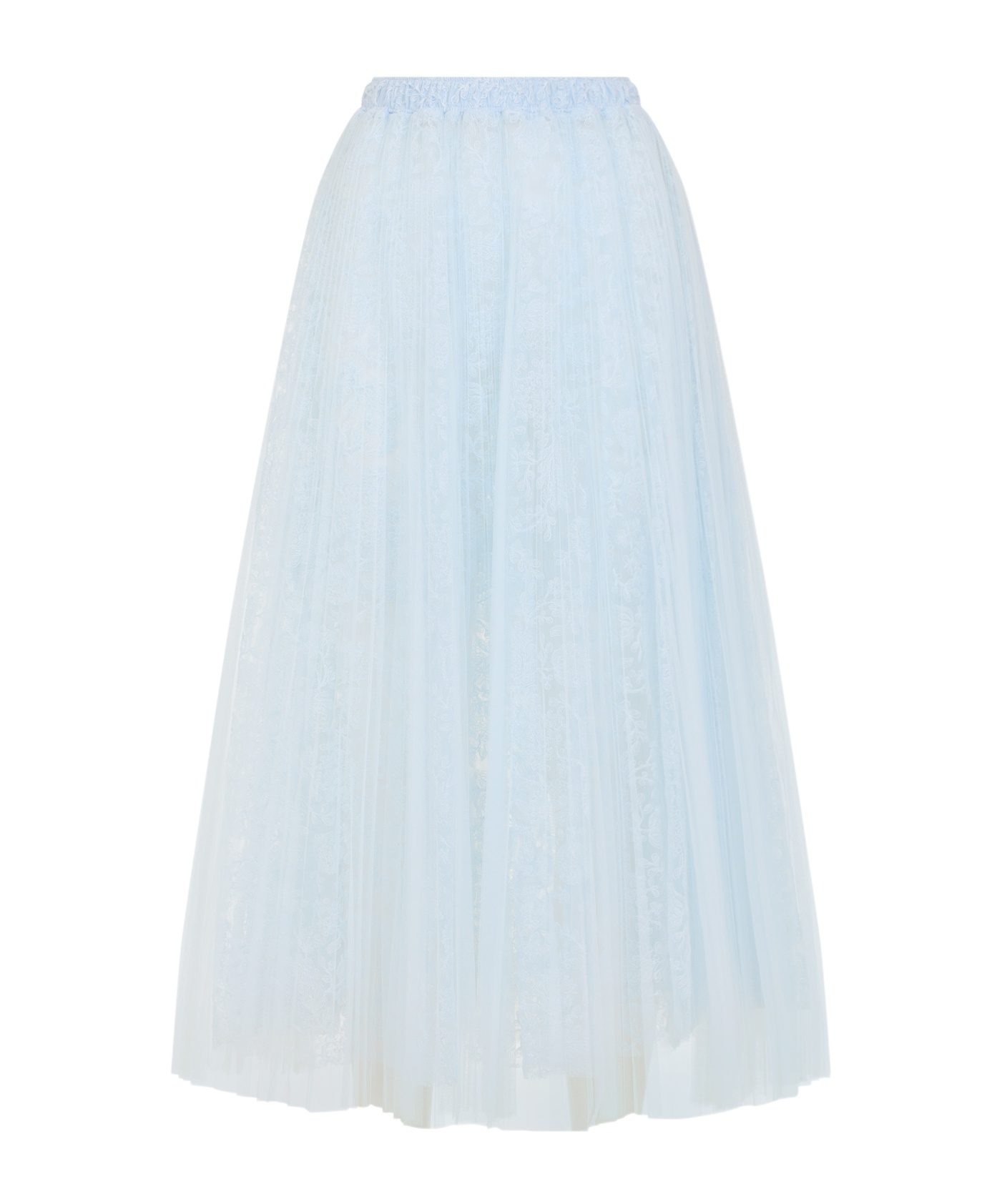 Ermanno Scervino Lace Overlay Flared Midi Skirt In Blue