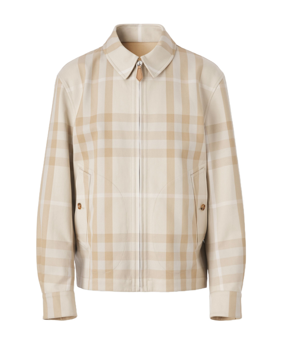 Burberry Fitzroy Reversible Checked Cotton-twill Jacket In Nude