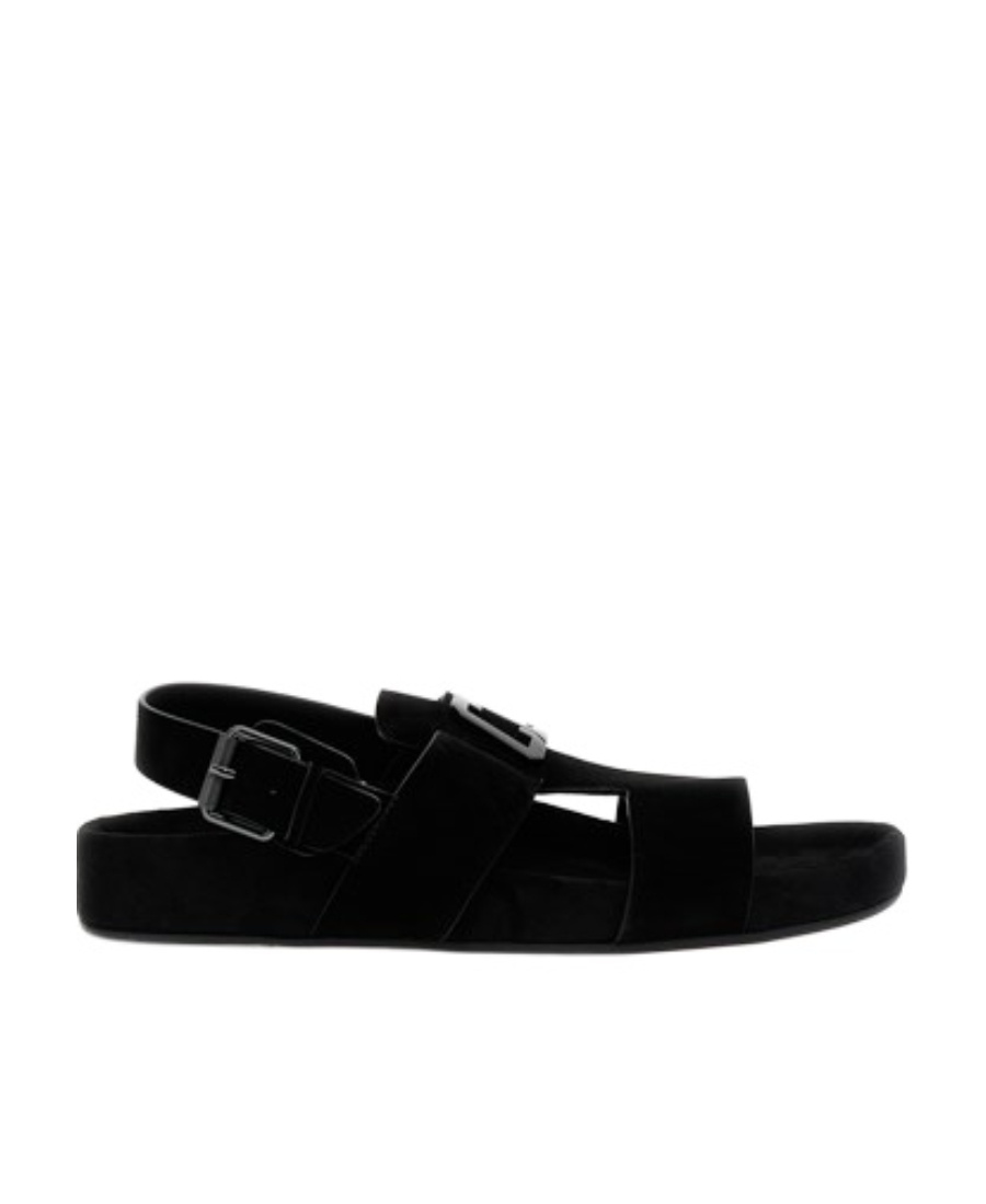 Christian Louboutin Buckle Hollowed-out Sandals In Black