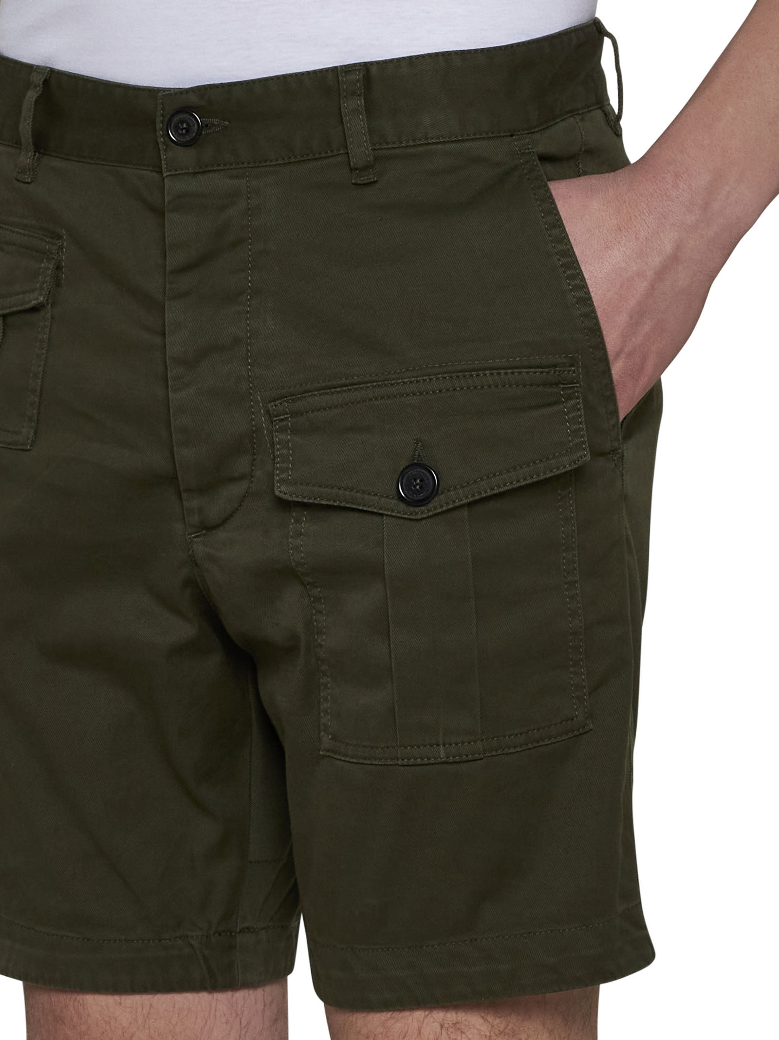 Dsquared2 Cargo Style Shorts Featuring Multiple Pockets In Green