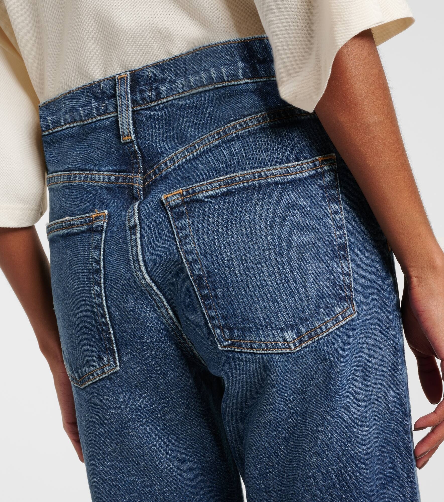 Agolde Valen Mid-rise Straight-leg Denim Trousers In Black