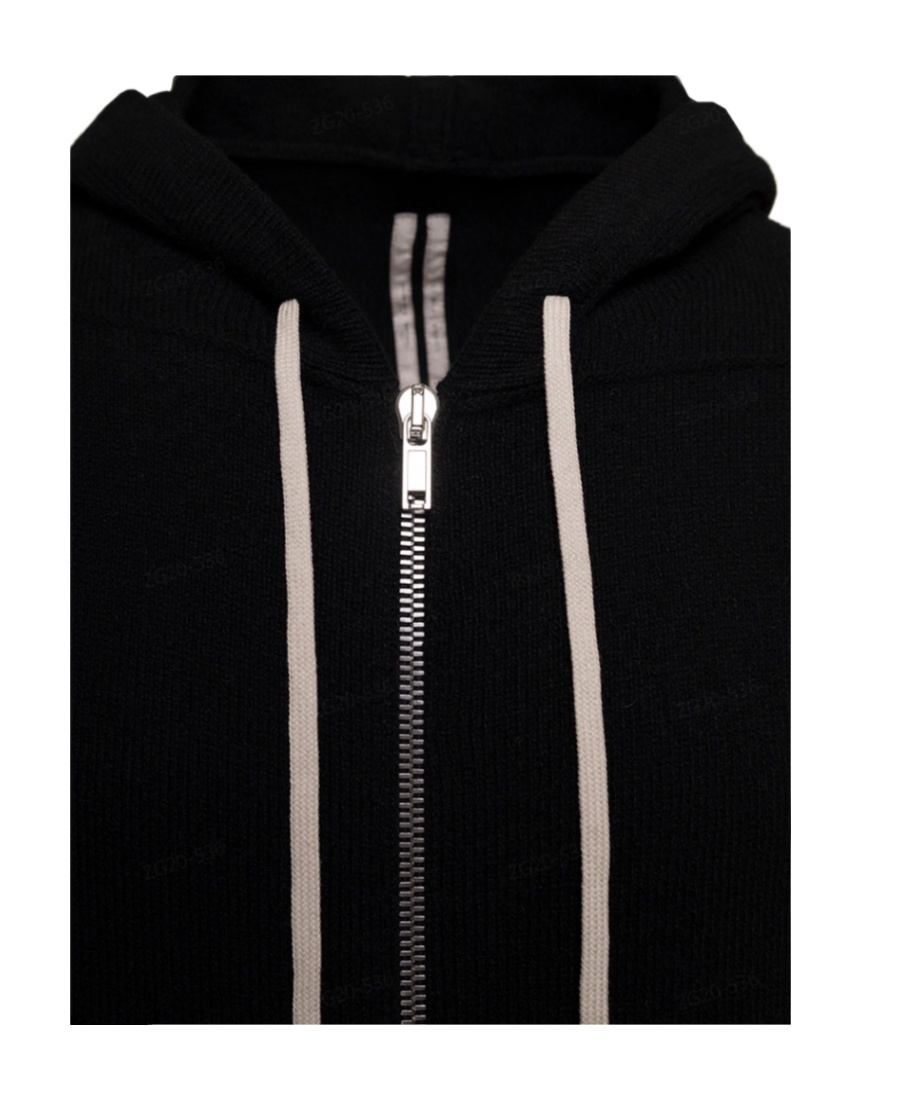 Rick Owens Cashmere Knitted Longline Hoodie In Black