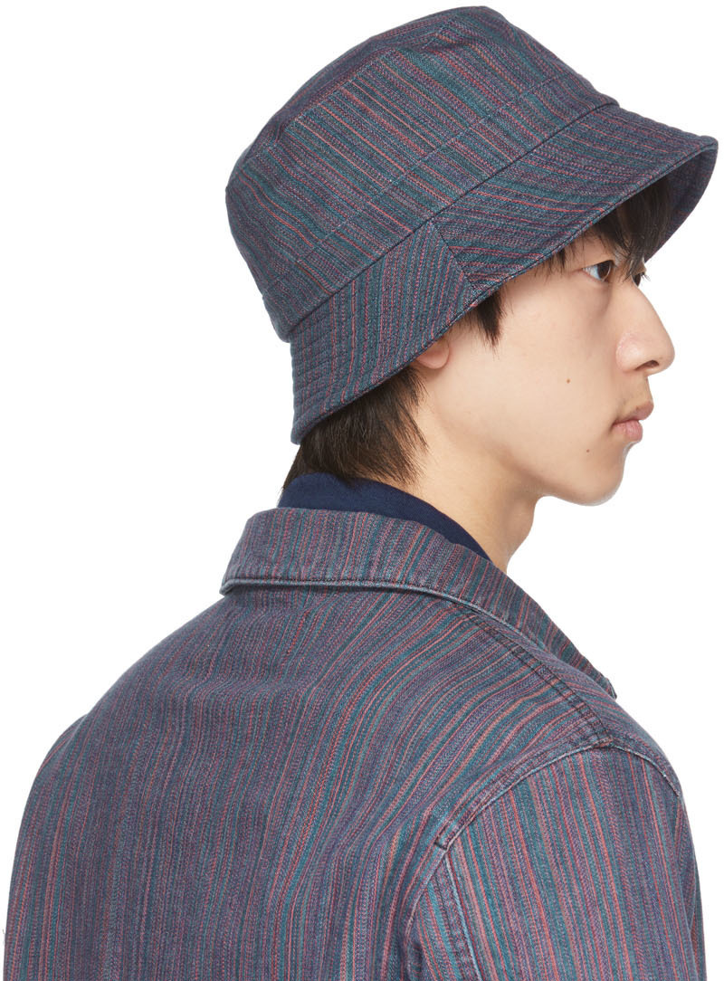 YMC YOU MUST CREATE LOGO MULTICOLORED STRIPED FISHERMAN HAT