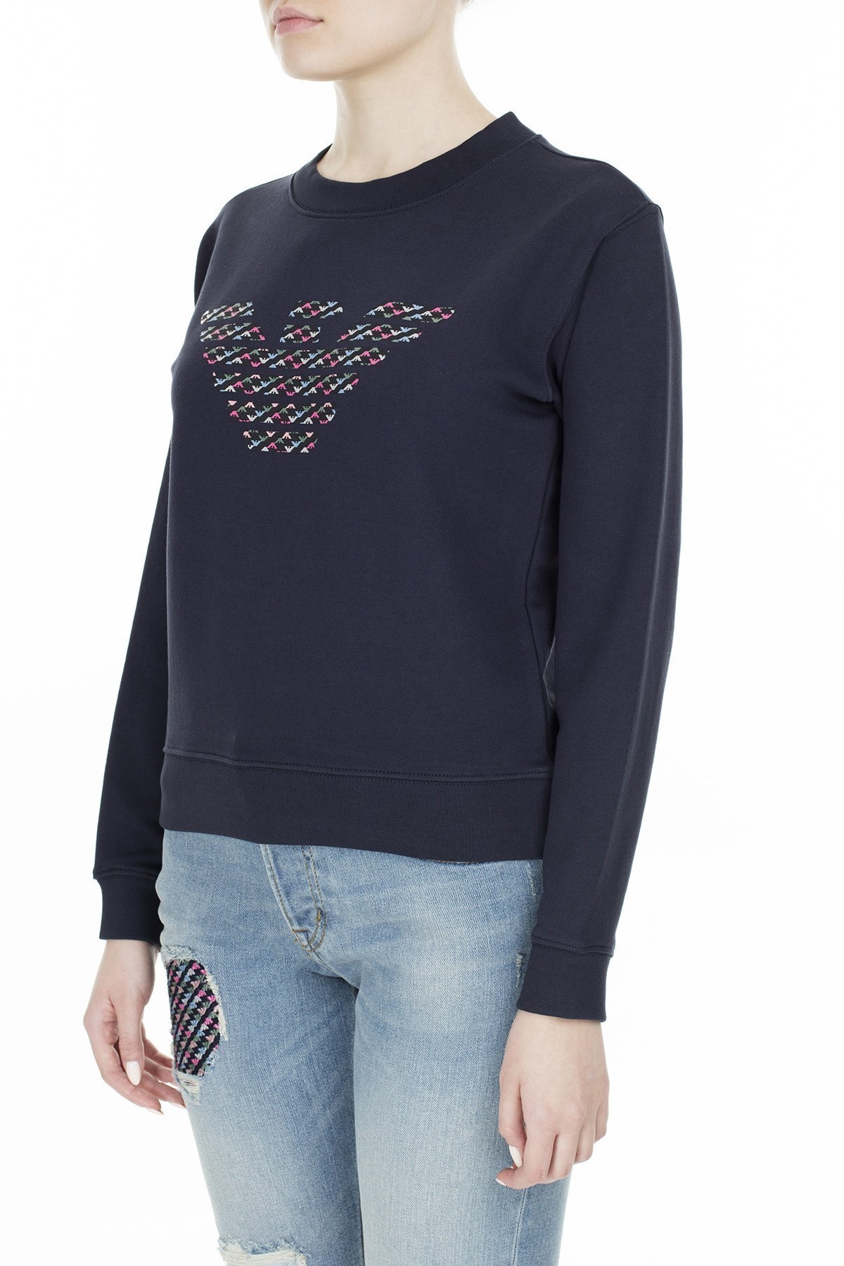 EMPORIO ARMANI ROUND-NECKED LOGO SWEATER