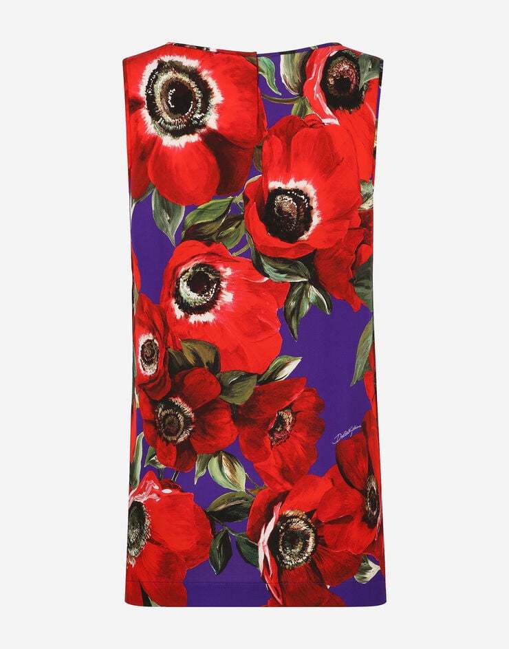 Dolce & Gabbana Anemone Silk-blend Charmeuse Top In Red