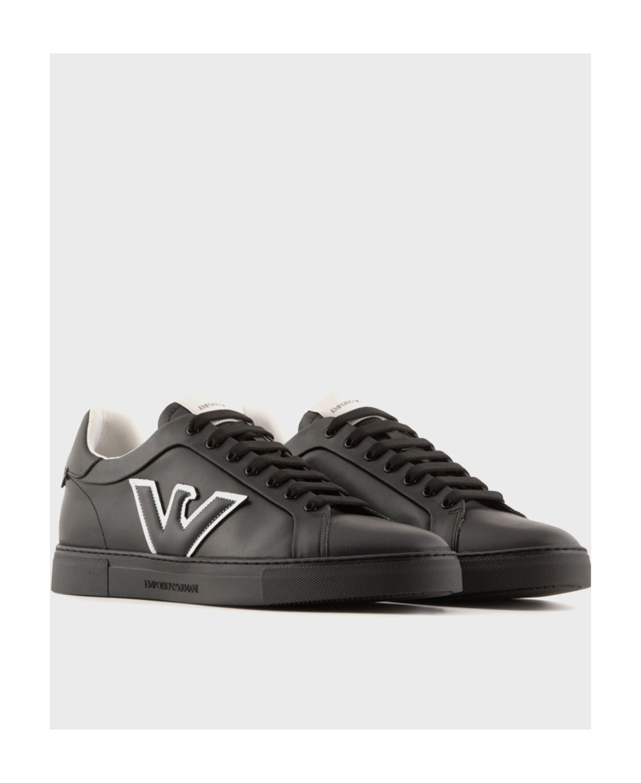 Emporio Armani Logo Round Head Low Upper Board Shoes In Black