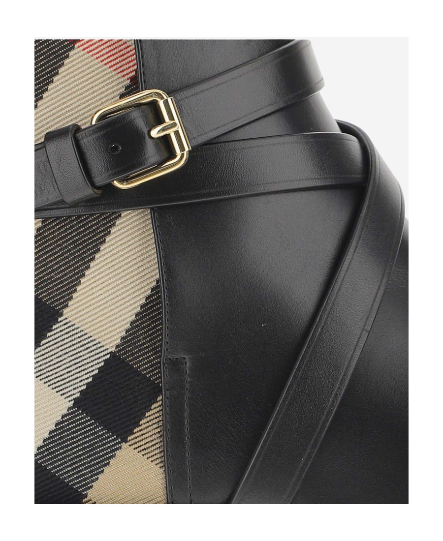 Shop Burberry House Check Leather Ankle Boots In Black