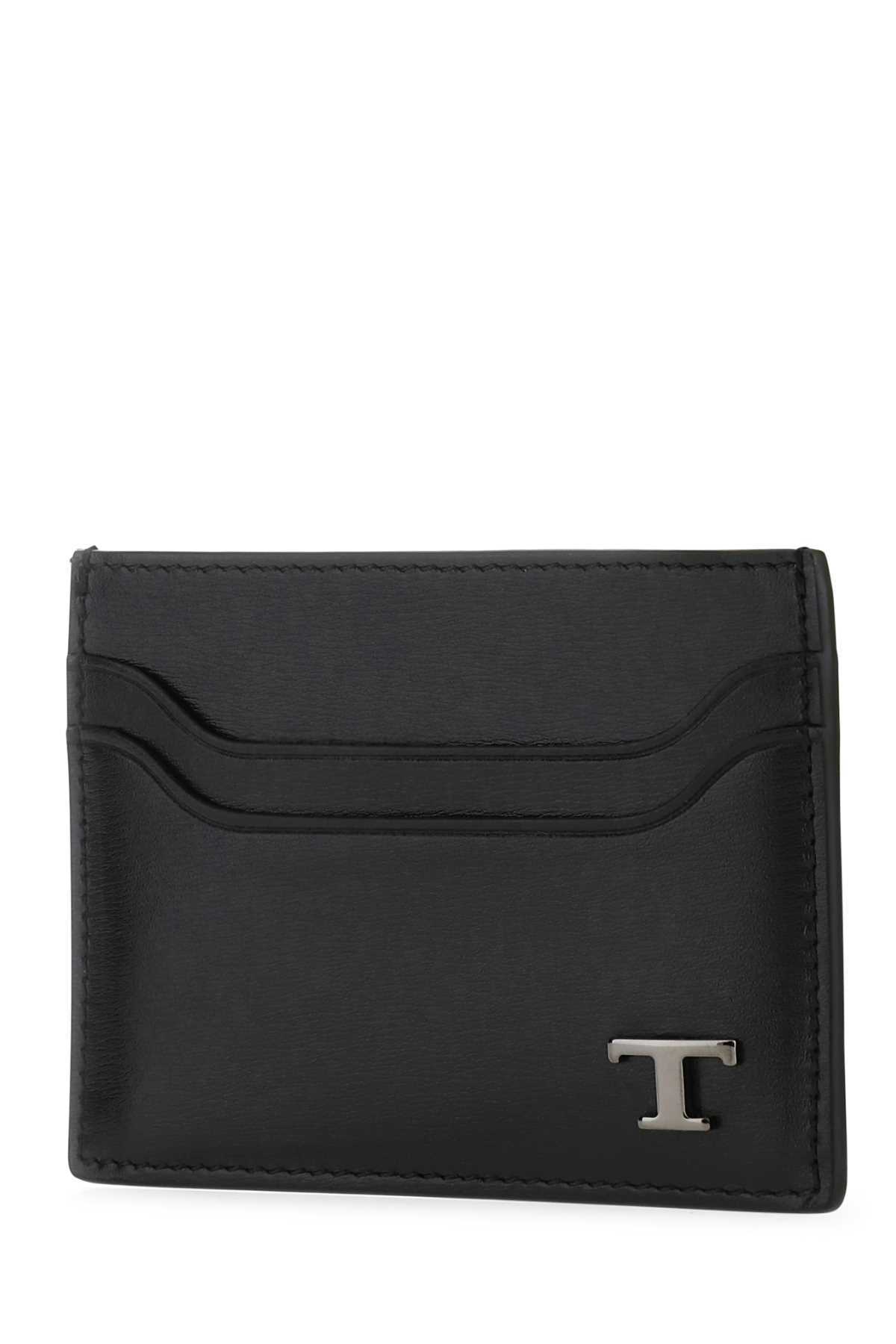 Tod's Logo-plaque Leather Cardholder In Black