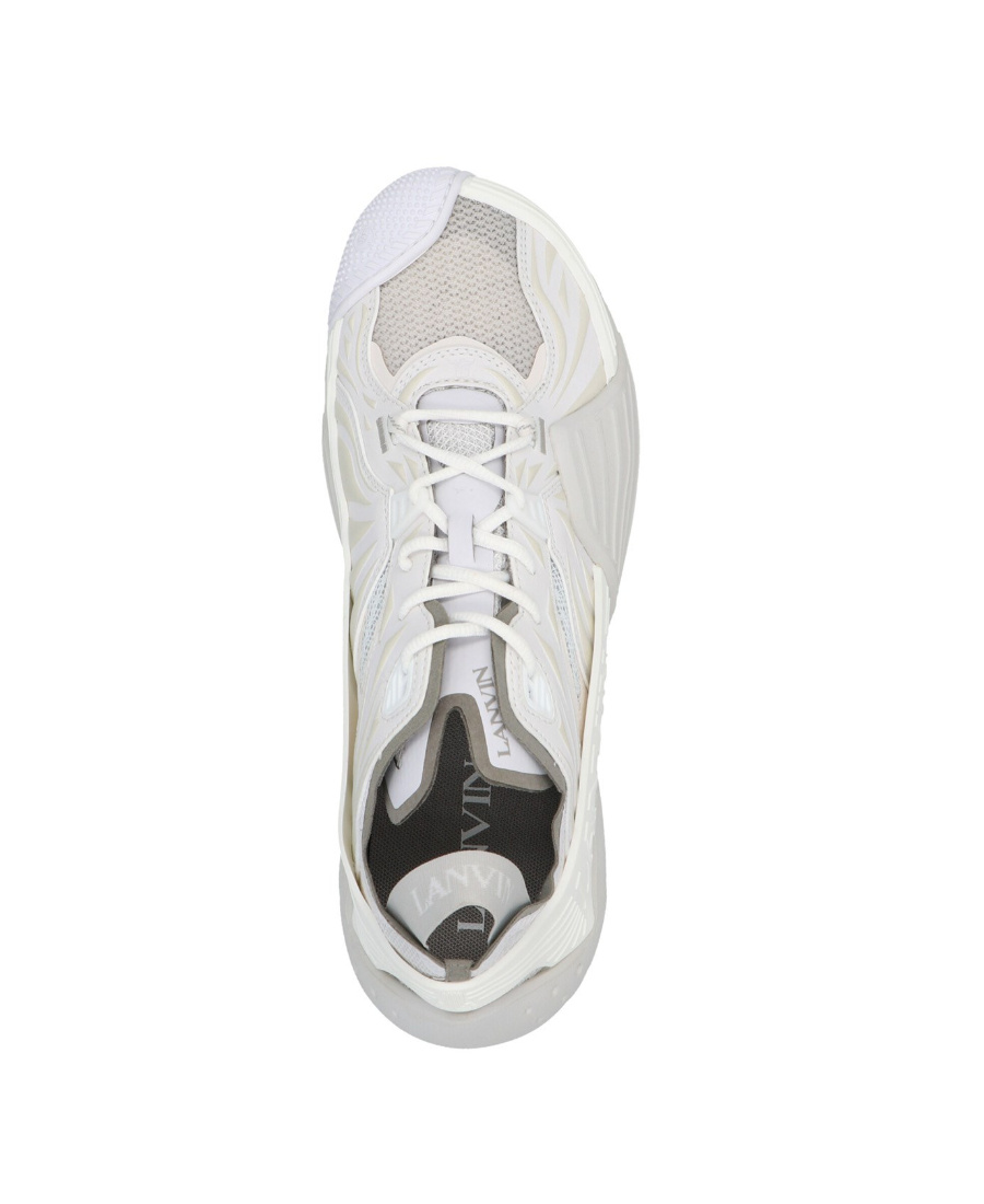 Lanvin Flash-x Mesh Upper Sneakers With Textured Panels In White