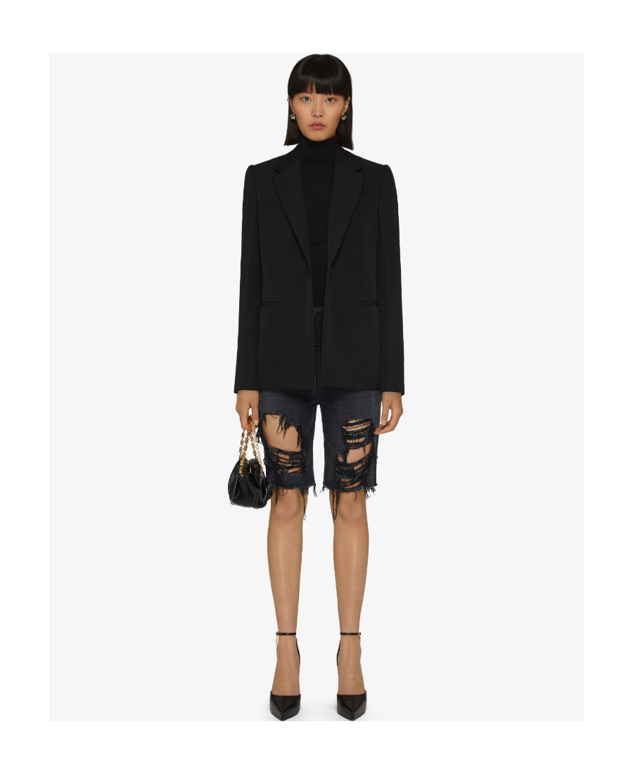 Givenchy Logo-detailed Distressed Denim Shorts In Black