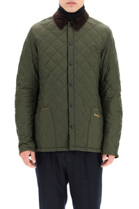 Shop Barbour Corduroy-collar Padded Jacket In Green